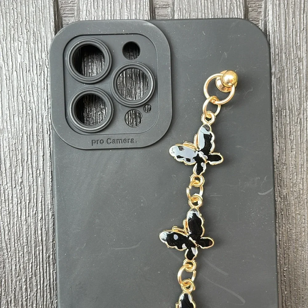 Black IPhone 12 Pro Max Butterfly Hand Chain Case